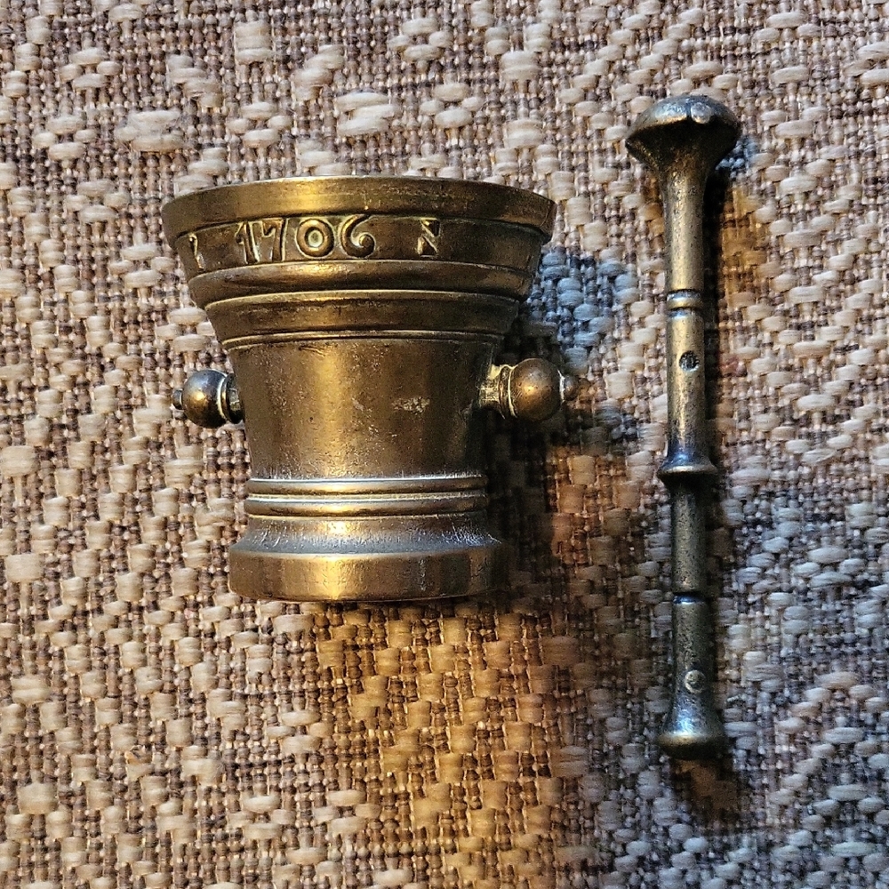 Vintage Brass Mortar and Pestle Set